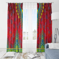 Haiti Choeblack Dashiki Style Window Curtain Red Color
