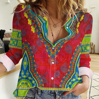 Haiti Choeblack Dashiki Style Women Casual Shirt Red Color