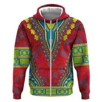 Haiti Choeblack Dashiki Style Zip Hoodie Red Color