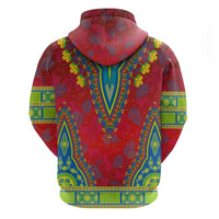 Haiti Choeblack Dashiki Style Zip Hoodie Red Color