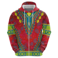 Haiti Choeblack Dashiki Style Zip Hoodie Red Color
