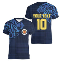 Custom Scotland Football 2024 Go Champion Women V-Neck T-Shirt - Wonder Print Shop