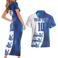 Custom England Football 2024 Go Champion Couples Matching Short Sleeve Bodycon Dress and Hawaiian Shirt - Wonder Print Shop