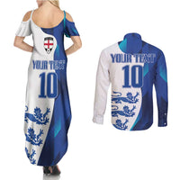 Custom England Football 2024 Go Champion Couples Matching Summer Maxi Dress and Long Sleeve Button Shirt - Wonder Print Shop