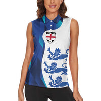 Custom England Football 2024 Go Champion Women Sleeveless Polo Shirt - Wonder Print Shop