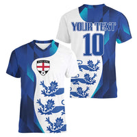 Custom England Football 2024 Go Champion Women V-Neck T-Shirt - Wonder Print Shop