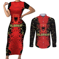 Custom Albania Football 2024 Go Champion Couples Matching Short Sleeve Bodycon Dress and Long Sleeve Button Shirt - Wonder Print Shop