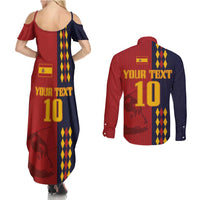 Custom Spain Football 2024 Go Champion Couples Matching Summer Maxi Dress and Long Sleeve Button Shirt - Wonder Print Shop