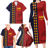 Custom Spain Football 2024 Go Champion Family Matching Long Sleeve Bodycon Dress and Hawaiian Shirt - Wonder Print Shop