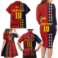 Custom Spain Football 2024 Go Champion Family Matching Long Sleeve Bodycon Dress and Hawaiian Shirt - Wonder Print Shop