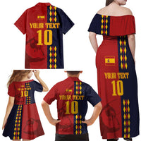 Custom Spain Football 2024 Go Champion Family Matching Off Shoulder Maxi Dress and Hawaiian Shirt - Wonder Print Shop