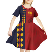 Custom Spain Football 2024 Go Champion Kid Short Sleeve Dress - Wonder Print Shop