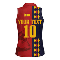 Custom Spain Football 2024 Go Champion Women Sleeveless Polo Shirt - Wonder Print Shop