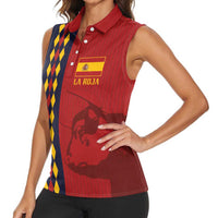 Custom Spain Football 2024 Go Champion Women Sleeveless Polo Shirt - Wonder Print Shop