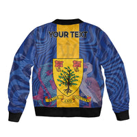 Personalised Barbados Emancipation Day Bomber Jacket Coat of Arms and Map National Flag Style - Wonder Print Shop