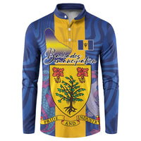 Personalised Barbados Emancipation Day Button Sweatshirt Coat of Arms and Map National Flag Style - Wonder Print Shop