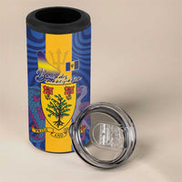Barbados Emancipation Day 4 in 1 Can Cooler Tumbler Coat of Arms and Map National Flag Style - Wonder Print Shop