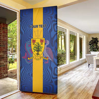 Personalised Barbados Emancipation Day Door Cover Coat of Arms and Map National Flag Style - Wonder Print Shop