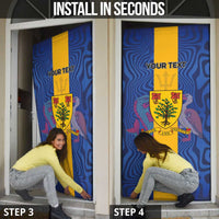 Personalised Barbados Emancipation Day Door Cover Coat of Arms and Map National Flag Style - Wonder Print Shop