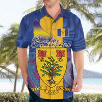 Personalised Barbados Emancipation Day Hawaiian Shirt Coat of Arms and Map National Flag Style - Wonder Print Shop