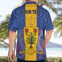 Personalised Barbados Emancipation Day Hawaiian Shirt Coat of Arms and Map National Flag Style - Wonder Print Shop