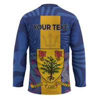 Personalised Barbados Emancipation Day Hockey Jersey Coat of Arms and Map National Flag Style - Wonder Print Shop