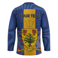 Personalised Barbados Emancipation Day Hockey Jersey Coat of Arms and Map National Flag Style - Wonder Print Shop