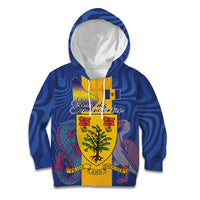 Personalised Barbados Emancipation Day Kid Hoodie Coat of Arms and Map National Flag Style - Wonder Print Shop