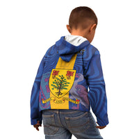 Personalised Barbados Emancipation Day Kid Hoodie Coat of Arms and Map National Flag Style - Wonder Print Shop