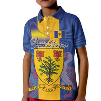 Personalised Barbados Emancipation Day Kid Polo Shirt Coat of Arms and Map National Flag Style - Wonder Print Shop