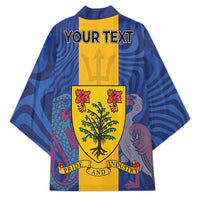Personalised Barbados Emancipation Day Kimono Coat of Arms and Map National Flag Style - Wonder Print Shop