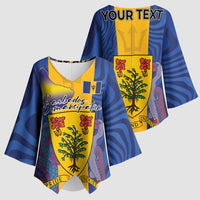 Personalised Barbados Emancipation Day Kimono Sleeve Blouse Coat of Arms and Map National Flag Style - Wonder Print Shop