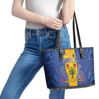 Barbados Emancipation Day Leather Tote Bag Coat of Arms and Map National Flag Style - Wonder Print Shop