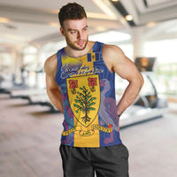 Personalised Barbados Emancipation Day Men Tank Top Coat of Arms and Map National Flag Style - Wonder Print Shop
