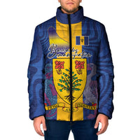 Personalised Barbados Emancipation Day Padded Jacket Coat of Arms and Map National Flag Style - Wonder Print Shop
