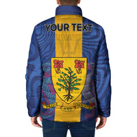 Personalised Barbados Emancipation Day Padded Jacket Coat of Arms and Map National Flag Style - Wonder Print Shop