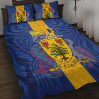 Barbados Emancipation Day Quilt Bed Set Coat of Arms and Map National Flag Style - Wonder Print Shop