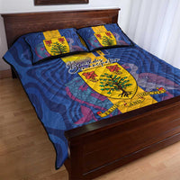 Barbados Emancipation Day Quilt Bed Set Coat of Arms and Map National Flag Style - Wonder Print Shop