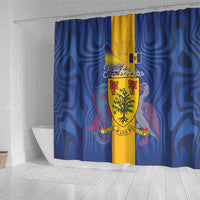 Barbados Emancipation Day Shower Curtain Coat of Arms and Map National Flag Style - Wonder Print Shop