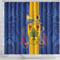 Barbados Emancipation Day Shower Curtain Coat of Arms and Map National Flag Style - Wonder Print Shop