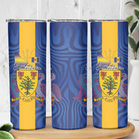 Barbados Emancipation Day Skinny Tumbler Coat of Arms and Map National Flag Style - Wonder Print Shop