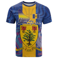 Personalised Barbados Emancipation Day T Shirt Coat of Arms and Map National Flag Style - Wonder Print Shop