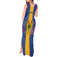 Personalised Barbados Emancipation Day Tank Maxi Dress Coat of Arms and Map National Flag Style - Wonder Print Shop