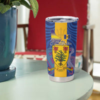 Barbados Emancipation Day Tumbler Cup Coat of Arms and Map National Flag Style - Wonder Print Shop
