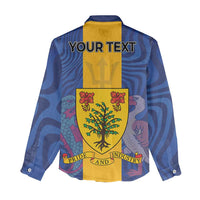 Personalised Barbados Emancipation Day Women Casual Shirt Coat of Arms and Map National Flag Style - Wonder Print Shop