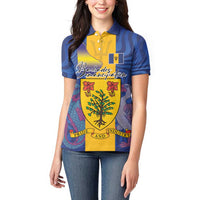 Personalised Barbados Emancipation Day Women Polo Shirt Coat of Arms and Map National Flag Style - Wonder Print Shop