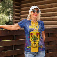 Personalised Barbados Emancipation Day Women Polo Shirt Coat of Arms and Map National Flag Style - Wonder Print Shop