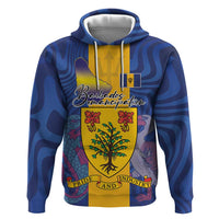 Personalised Barbados Emancipation Day Zip Hoodie Coat of Arms and Map National Flag Style - Wonder Print Shop
