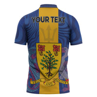 Personalised Barbados Emancipation Day Zipper Polo Shirt Coat of Arms and Map National Flag Style - Wonder Print Shop