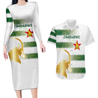 Custom Zimbabwe Rugby The Champions 2025 Couples Matching Long Sleeve Bodycon Dress and Hawaiian Shirt The Gold Sables Version - Wonder Print Shop